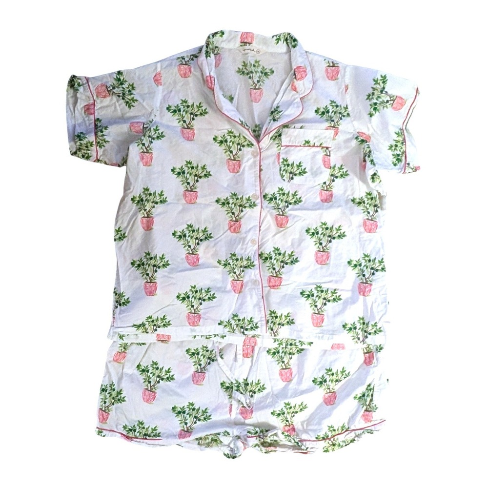 Printfresh Women's Organic Cotton Pajama Set Potted Plant Citrus Print- 2X - Picture 2 of 9